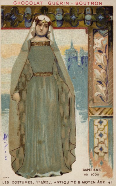 Traje de mujer francesa de la dinastía capeta, 1000 de French School